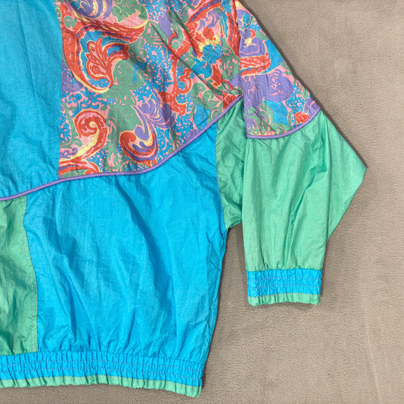 Giacca Sport Bomber Jacket Coat 80s 90s Shoulder Pads Retro Women's Size Medium - Picture 15 of 16